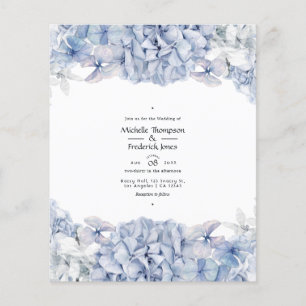 Prospectus 11,4 Cm X 14,2 Cm Carton d'invitation de mariage aux Hortensias Bleu
