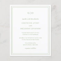 Carton d'invitation de mariage élégant vert sauge