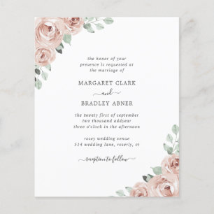 Prospectus 11,4 Cm X 14,2 Cm Carton d'invitation de mariage floral rose poudré