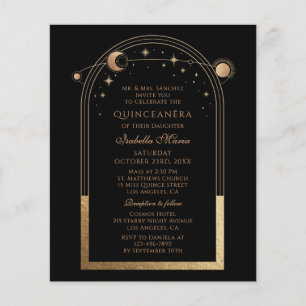 Prospectus 11,4 Cm X 14,2 Cm Céleste Black Gold QR Code Quinceañera