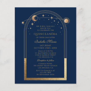 Prospectus 11,4 Cm X 14,2 Cm Céleste Bleu Or QR Code Quinceañera