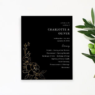 Prospectus 11,4 Cm X 14,2 Cm Cérémonie de Mariage floral à revêtement or budgét