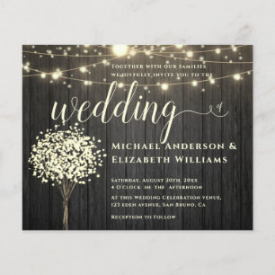 Prospectus 11,4 Cm X 14,2 Cm Chaîne de lumière blanche et mariage de bois natur