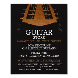 Prospectus 11,4 Cm X 14,2 Cm Chef guitare, boutique d'instruments de musique