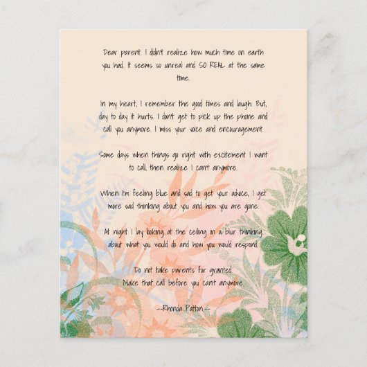 Prospectus 11,4 Cm X 14,2 Cm Cher parent (Devant)