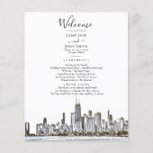Prospectus 11,4 Cm X 14,2 Cm Chicago Skyline Wedding Programme (Devant)