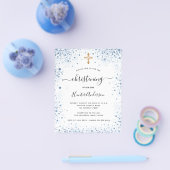 Prospectus 11,4 Cm X 14,2 Cm Christening garçon bleu blanc budget invitation (Simple)