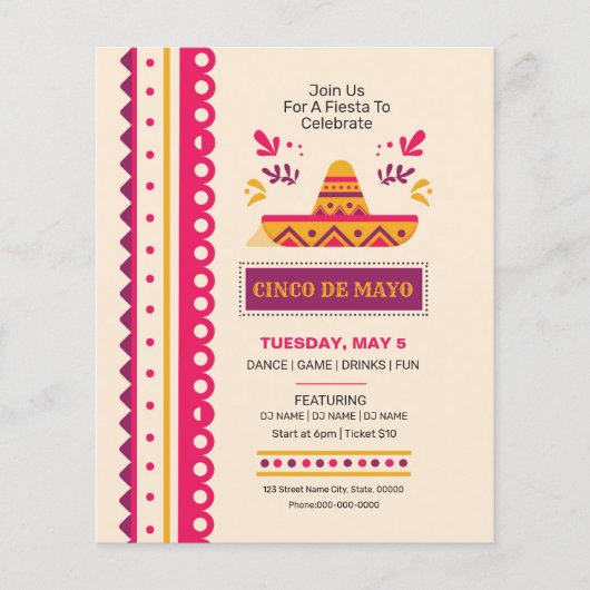 Prospectus 11,4 Cm X 14,2 Cm Cinco De Mayo Invitation flyer (Devant)