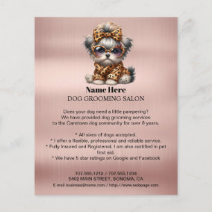 Prospectus 11,4 Cm X 14,2 Cm Circulaire personnalisée de toilettage de chiens