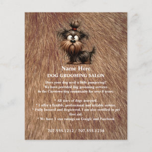Prospectus 11,4 Cm X 14,2 Cm Circulaire personnalisée de toilettage de chiens