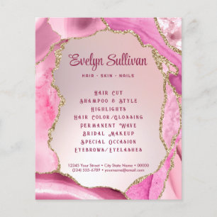 Prospectus 11,4 Cm X 14,2 Cm Circulaire Pink Ages Faux Foil