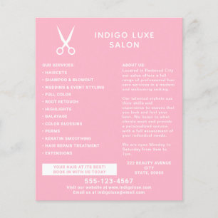 Prospectus 11,4 Cm X 14,2 Cm Ciseaux de salon de coiffure Marketing rose modern