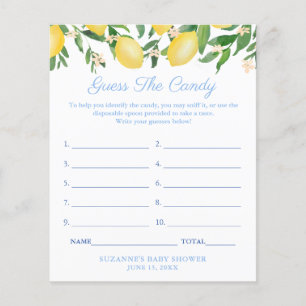 Prospectus 11,4 Cm X 14,2 Cm Citrons Pale Blue Devinez Le Jeu Du Baby shower Ca