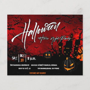 Prospectus 11,4 Cm X 14,2 Cm Citrouille noir Halloween Party Invitation Flyer