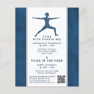 Prospectus 11,4 Cm X 14,2 Cm Classe de Yoga bleu marine moderne tendance