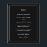 Prospectus 11,4 Cm X 14,2 Cm Classic Black Elegant Budget Faire-part de mariage<br><div class="desc">Style classique noir tout en un faire-part de mariage budget (imprimé sur papier de prospectus - enveloppes non incluses) avec un design simple et minimal avec votre monogramme en haut et vos détails de l'événement entouré d'une double bordure. Les fontes alternent entre un script élégant, une fonte serif traditionnelle et...</div>
