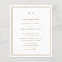 Classic Gold Elegant Budget Faire-part de mariage