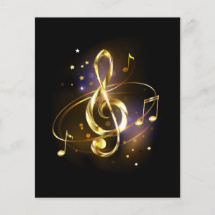 Prospectus 11,4 Cm X 14,2 Cm Clé de Sol en Or Musique