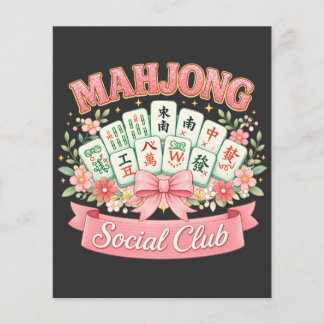 Prospectus 11,4 Cm X 14,2 Cm Club Social de Mahjong Ruban Floral Rose