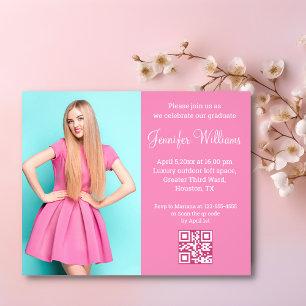 Prospectus 11,4 Cm X 14,2 Cm code qr blanc invitation de graduation photo