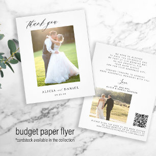 Prospectus 11,4 Cm X 14,2 Cm Code QR budget 2 photo mariage remerciement