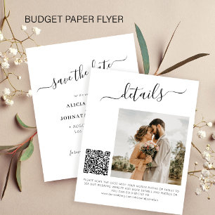 Prospectus 11,4 Cm X 14,2 Cm Code QR de budget photo élégant mariage save the d