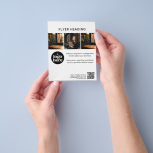Prospectus 11,4 Cm X 14,2 Cm Code QR de logo de photo personnalisé minimal Rest