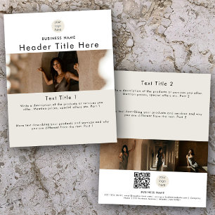 Prospectus 11,4 Cm X 14,2 Cm Code QR de logo de photos professionnelles simples