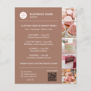 Prospectus 11,4 Cm X 14,2 Cm Code QR de logo personnalisé pour menu de boulange