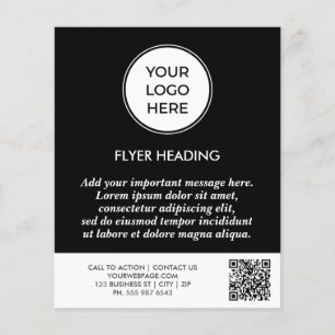 Prospectus 11,4 Cm X 14,2 Cm Code QR Entreprise avec Logo Noir Personnalisé