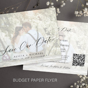 Prospectus 11,4 Cm X 14,2 Cm Code QR photo de budget élégant mariage économisez