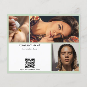 Prospectus 11,4 Cm X 14,2 Cm Code QR photo de salon de beauté promotionnel vert