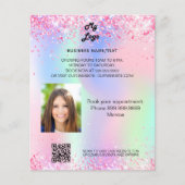 Prospectus 11,4 Cm X 14,2 Cm Code qr photo étincelle rose holographique (Devant)