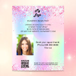 Prospectus 11,4 Cm X 14,2 Cm Code qr photo étincelle rose holographique<br><div class="desc">Personnalisez et ajoutez votre logo,  nom,  adresse,  texte,  photo,  votre propre code QR à votre site Web. Rosée,  violette,  or rose,  vert menthe,  arrière - plan holographique décoré de faux éclats de parties scintillant.</div>