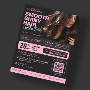 Prospectus 11,4 Cm X 14,2 Cm Coiffeur esthétique Salon de beauté rose noir