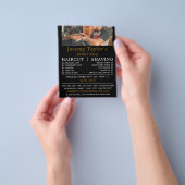 Prospectus 11,4 Cm X 14,2 Cm Coiffeuse tendance, Barbiers hommes publicité (main)