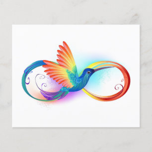 Prospectus 11,4 Cm X 14,2 Cm Colibri arc-en-ciel avec symbole Infinity