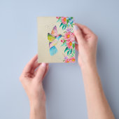 Prospectus 11,4 Cm X 14,2 Cm Colibri et fleurs d'aquarelle (main)