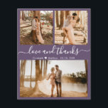 Prospectus 11,4 Cm X 14,2 Cm Collage photo budget Mauve Mariage Merci circulair<br><div class="desc">Budget, Moderne, Élégant, Mariage Lettré à la main (3) Trois Photo Collage Merci personnalisé abordable flyer à bas budget. Un mariage élégant vous remercie modèle avec trois photos sur le devant et une photo sur le dos. ***VEUILLEZ NOTER! *** DÉPOSEZ POUR PLUS D'INFORMATIONS ! *** Avec le texte "Amour et...</div>