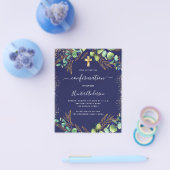 Prospectus 11,4 Cm X 14,2 Cm Confirmation eucalyptus vert invitation bleue (Simple)