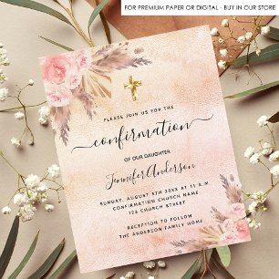 Prospectus 11,4 Cm X 14,2 Cm Confirmation pampas rose or budget invitation