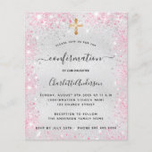 Prospectus 11,4 Cm X 14,2 Cm Confirmation parties scintillant argent rose invit (Devant)