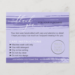 Prospectus 11,4 Cm X 14,2 Cm Conseils de lavage Merci Purple Instruction de soi
