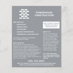 Prospectus 11,4 Cm X 14,2 Cm Constructeur de bâtiments Motif de brique Gris