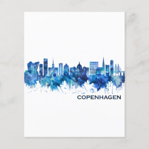 Prospectus 11,4 Cm X 14,2 Cm Copenhague Danemark Skyline Bleu