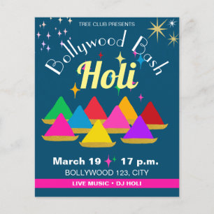 Prospectus 11,4 Cm X 14,2 Cm Couleurs du Festival Hindu Holi Moderne