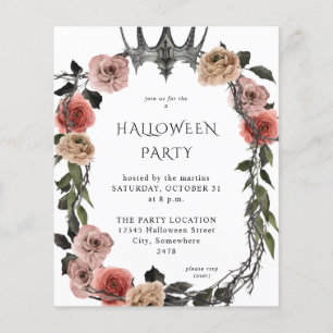 Prospectus 11,4 Cm X 14,2 Cm Couronne Halloween Budget Rose Fleur Noir Parti Bl