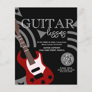 Prospectus 11,4 Cm X 14,2 Cm Cours de Guitare Adultes Enfants Flyers d'Affaires