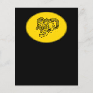Prospectus 11,4 Cm X 14,2 Cm Crâne Diable Tête Noir et Jaune
