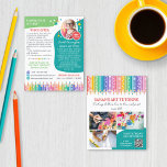 Prospectus 11,4 Cm X 14,2 Cm Crayons de couleur Stars Cours d'art Tutor Promo<br><div class="desc">Brochure marketing pour un professeur d'art personnalisé avec votre photo de profil, un sujet, ce que vous offrez à vos futurs étudiants, et des informations de contact. Ajoutez une petite galerie de photos à l'arrière pour présenter votre travail. Un design coloré et amusant avec des crayons colorés et des étoiles...</div>